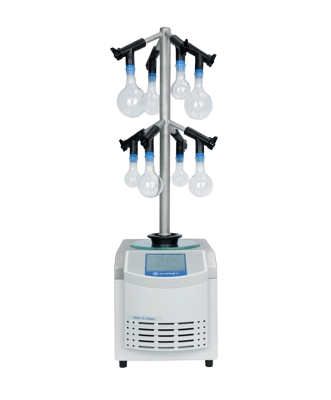 Alpha-1-2-LSCbasic Alpha-1-2-LSCbasic : the best for drying manifold for eight round-bottom flasks, wide-neck filter bottles or ampoule distributors