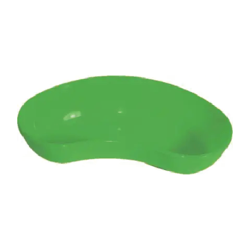 Green bean-shaped silicone dish with two shallow wells