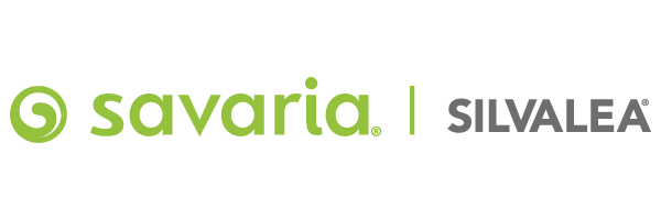 Savaria logo in green next to a vertical bar and Silvalea logo in gray.
