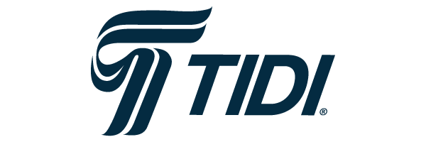 TIDI logo: stylized dark teal 'T' with flowing lines and the word TIDI in bold letters